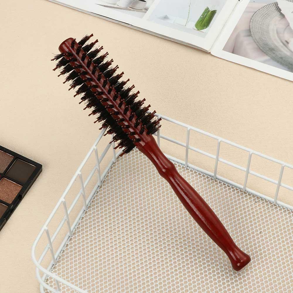 Portable Wooden Hairdressing Tool Hairbrush Boar Bristle Round Brush Round Hair Brush Styling Brush