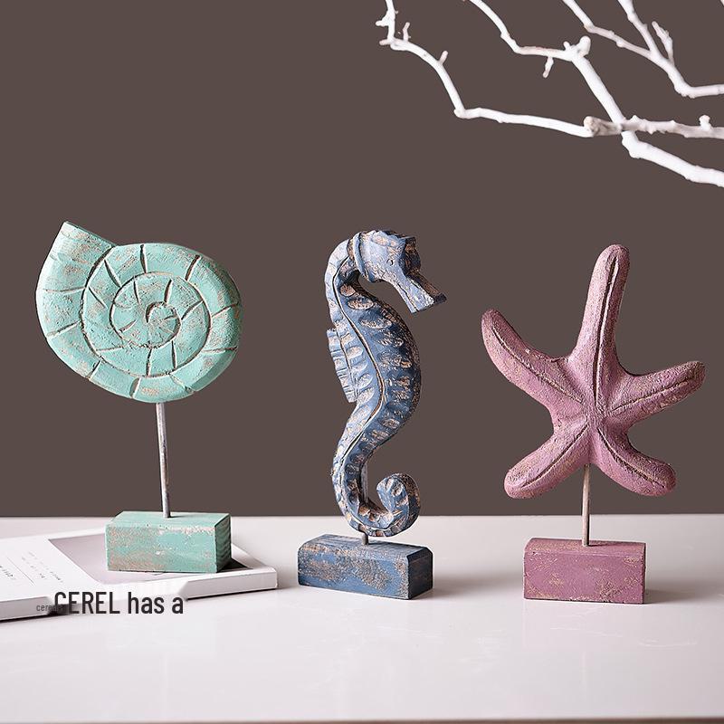 Средиземноморский декор в океанской тематике: Морская звезда, морской конек и раковина для гостиной и ресторана