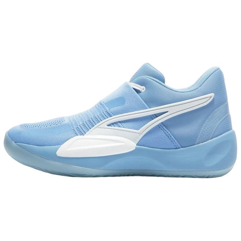 Puma Rise Nitro Elf Круглый носок Шнуровка Ткань Нескользящие Прочные Средние Кроссовки для баскетбола Мужские кроссовки Синий 378322-01