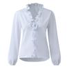 Fashion Woman Temperament Long Sleeve Ruffle Blouse Solid Colour Comfort Shirt