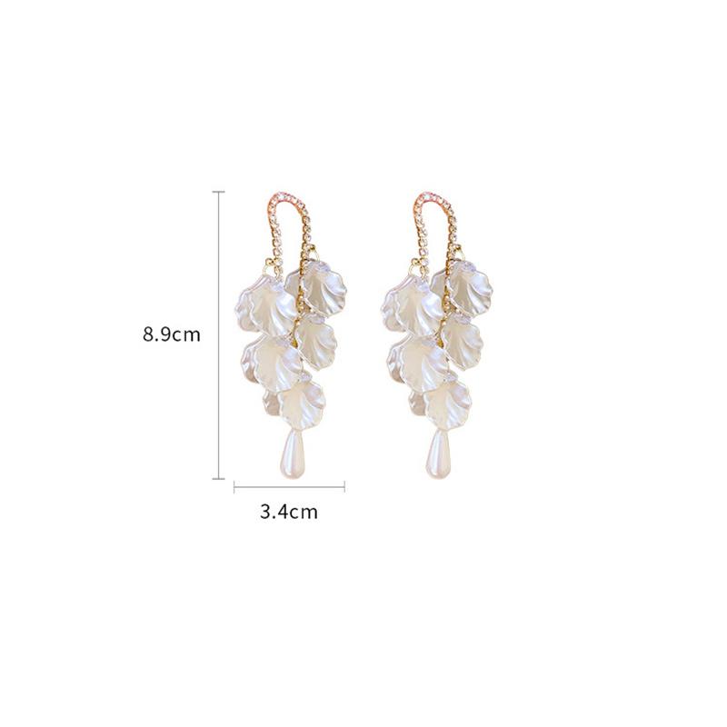 Модные акриловые серьги с кисточками в форме цветка для женщин, эффектные ювелирные изделия, длинные серьги-подвески с искусственным жемчугом и кристаллами