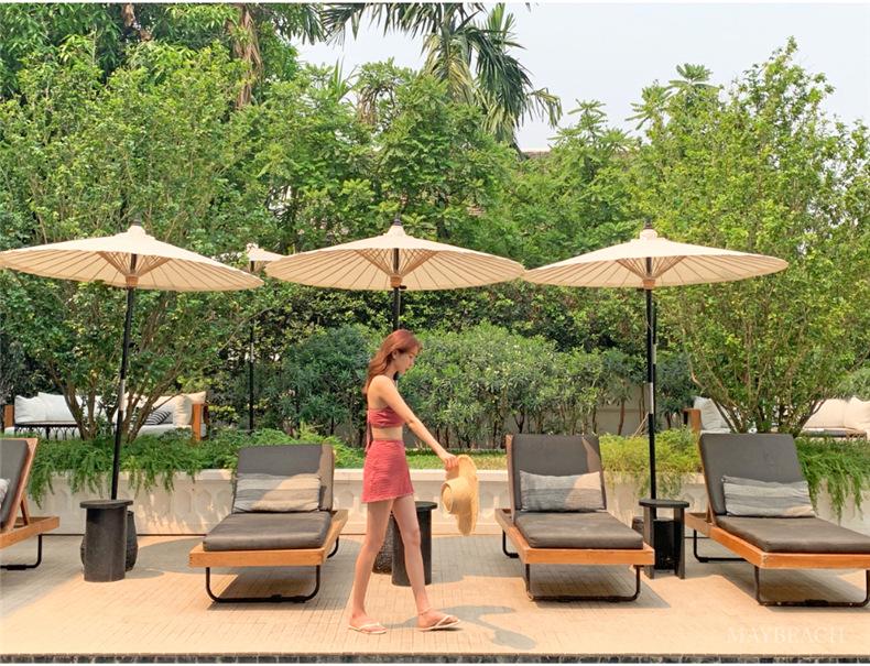 Белый текстурированный купальник бикини в корейском стиле, набор из 3 предметов для пляжа и горячих источников