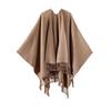 Ladies' Fashionable Single-color Fringed Slit Shawl, Double-sided Three-dimensional Wavy Warm Imitation Cashmere Scarf, Cloak Cardigan
