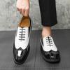 Fashion Men's Brogues Leather Shoes Designer Brand Wed Dress Shoes Lace Up Casual Business Oxfords Point Toe Office Formal Male Italiano
