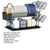 Stainless Steel Dish Drying Rack 2 Tier Kitchen Storage Rack with Rust-Resistant Coating Large Utensil Holder Drainage System Dishes Storage Shelf