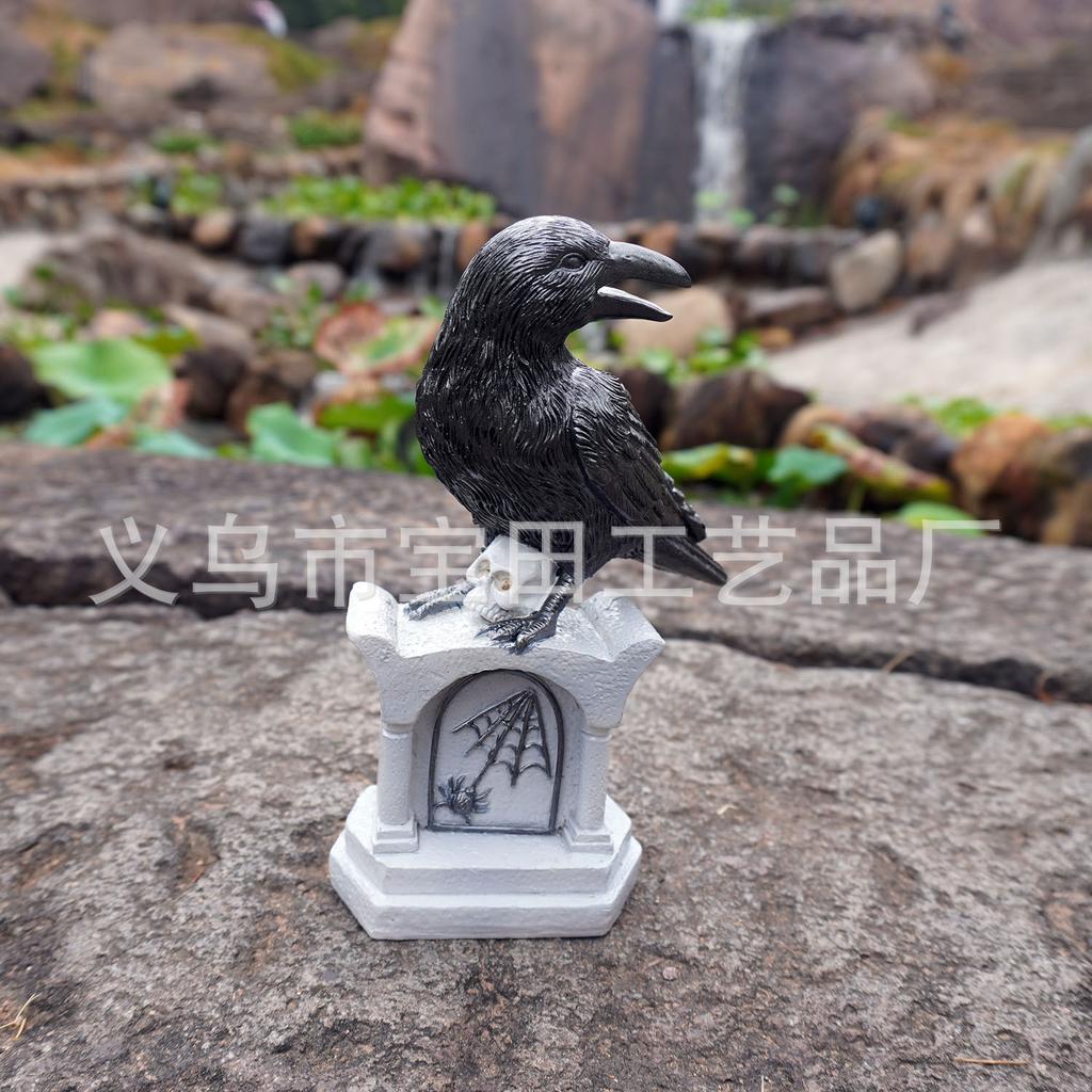 Tombstone crow resin crafts are suitable for tabletop pendulum courtyard decoration garden atmosphere layout
