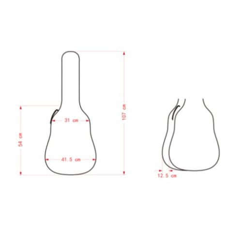 No-brand acoustic guitar bag, soft case, pocket, waterproof, lightweight, shoulder strap, large capacity, black