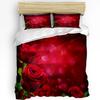 Red Rose Flower Plant White Duvet Cover Bed Bedding Set Home Textile Quilt Cover Pillowcases Bedroom Double Bedding Set No Sheet