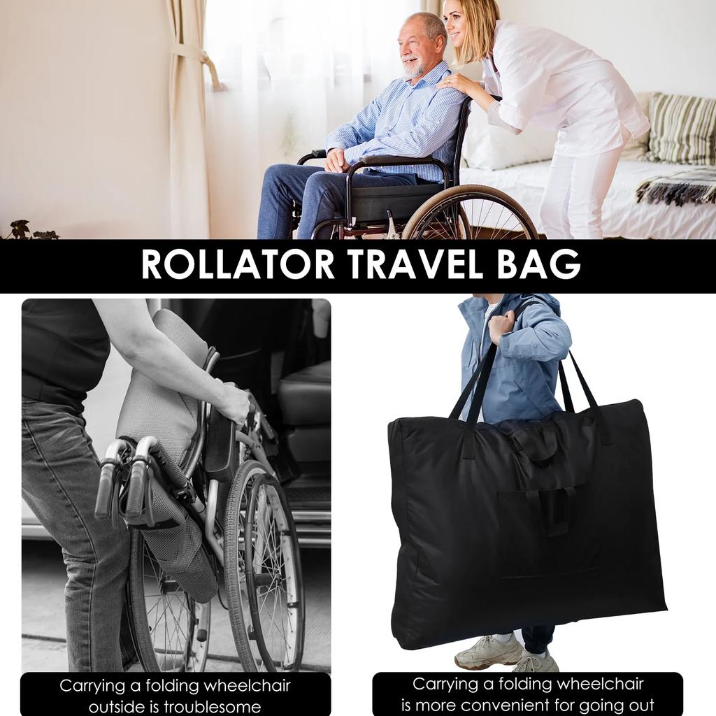 Rollator Travel Bag Reusable Oxford Cloth Foldable Wheelchair Storage Bag Waterproof Wheelchair Bag Wear Resistant Chair Walker