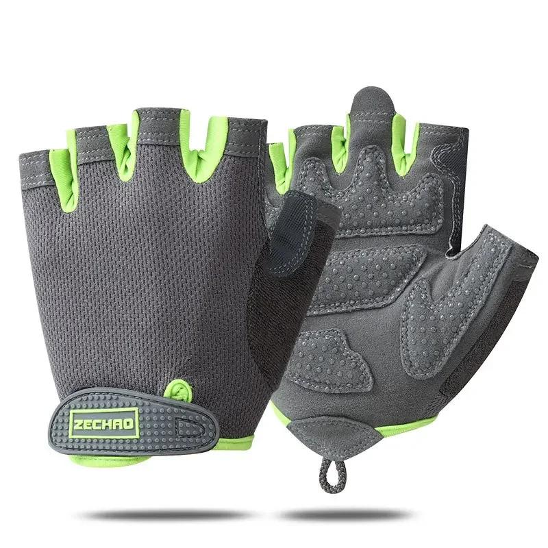 Anti-shock Athletics Gloves Cycling Anti-slip Half Finger Gloves Breathable Fitness Gloves Silicone Palm Hollow Back Gym Fitn Practical Use