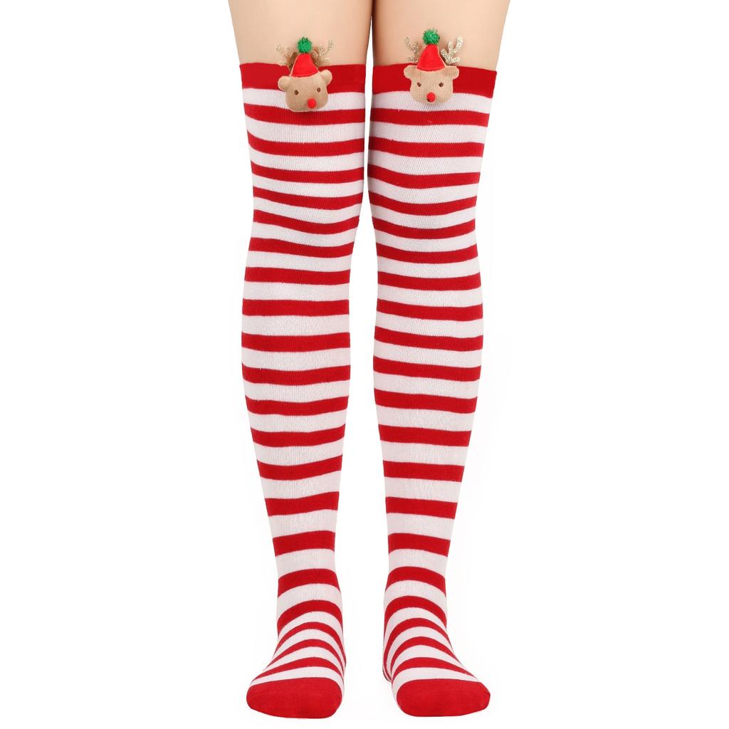 Women's Christmas Stockings Elk Socks Knee-High Over-the-Knee Socks