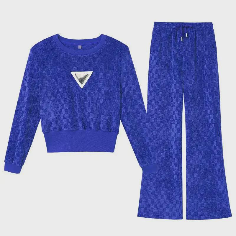 Women's Casual Sportswear Set: Spring/Autumn 2024, Fashionable Loose Fit, Large Size, Long-Sleeve Two-Piece Suit