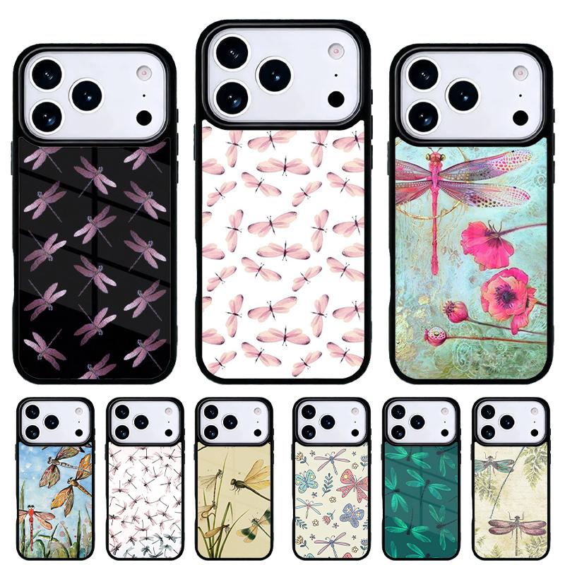 Dragonfly Insect Pattern soft Phone Case for iPhone 17 16 15 14 13 Pro Max Back Cover for 12 11 Pro Coque
