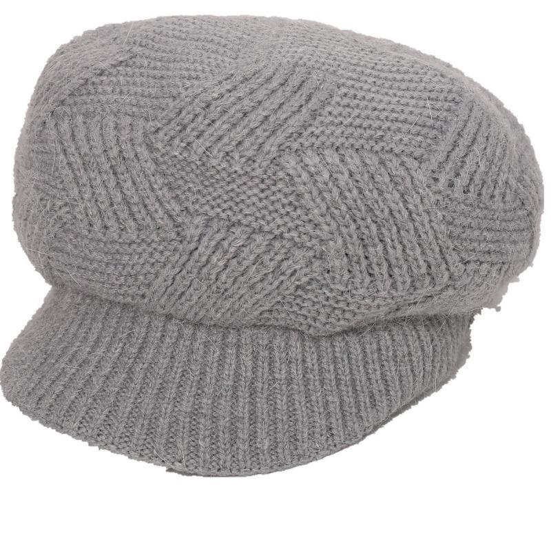 Женские шапки и кепки однотонные из плюша и кроличьей шерсти вязаные теплые саржевые шапки-береты на осень-зиму