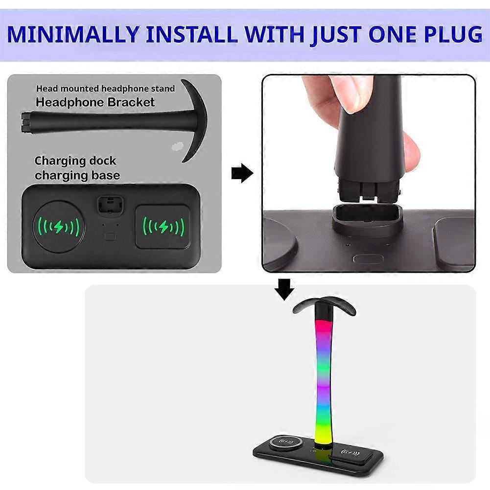 Multifunctional Wireless Charger Earphone Holder Colorful Atmosphere Light