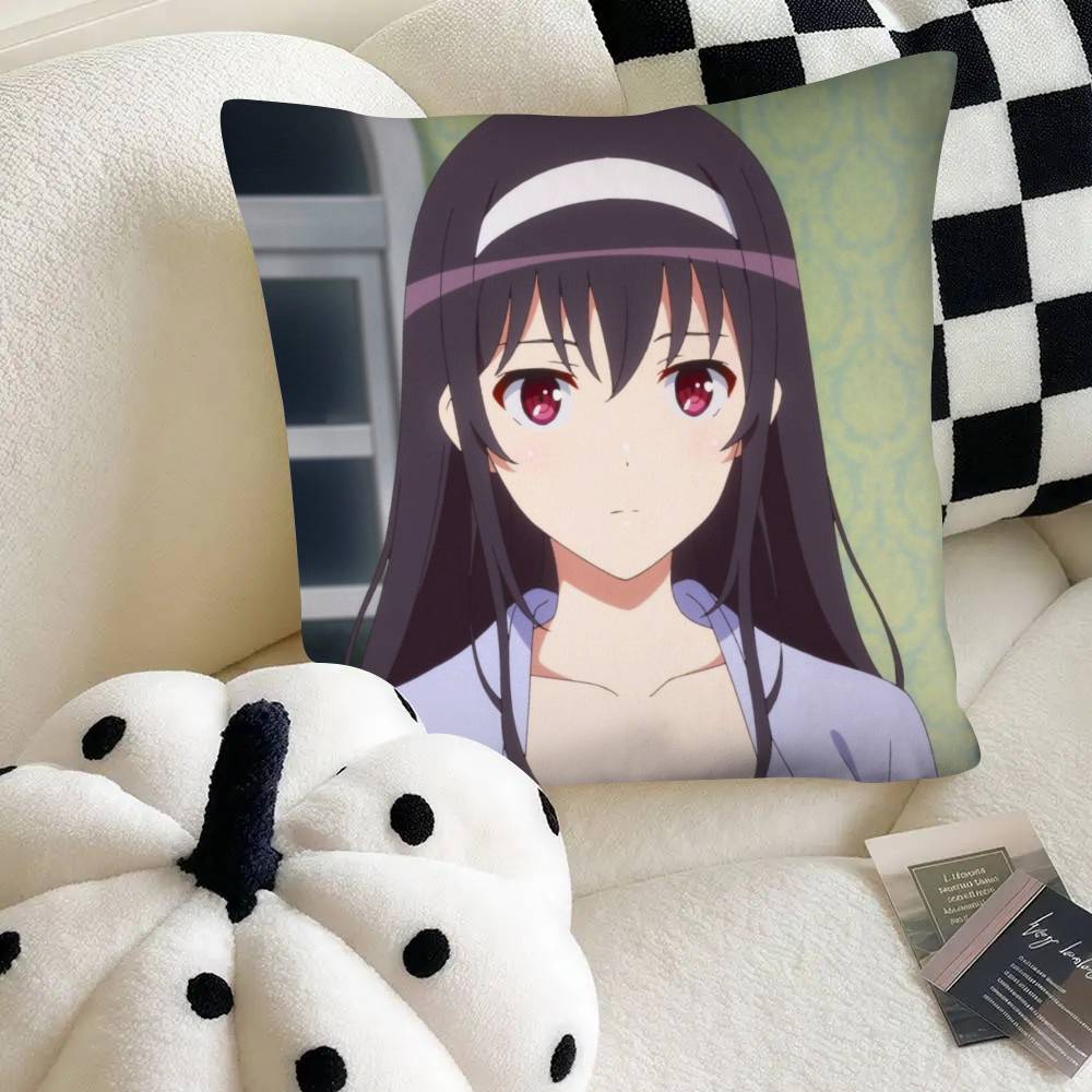 Romance Anime Saekano Pillow Case Fashion Square Pillowcase Bedroom Sofa Room Ins Decoration Leisure