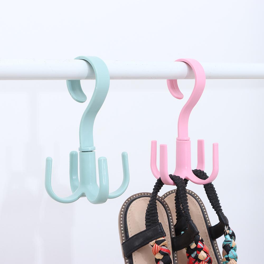 Storage Hook Cloth Rack Tie Holder Rotating Four-claw Hook Plastic Hanger Multifunction 4 Hook