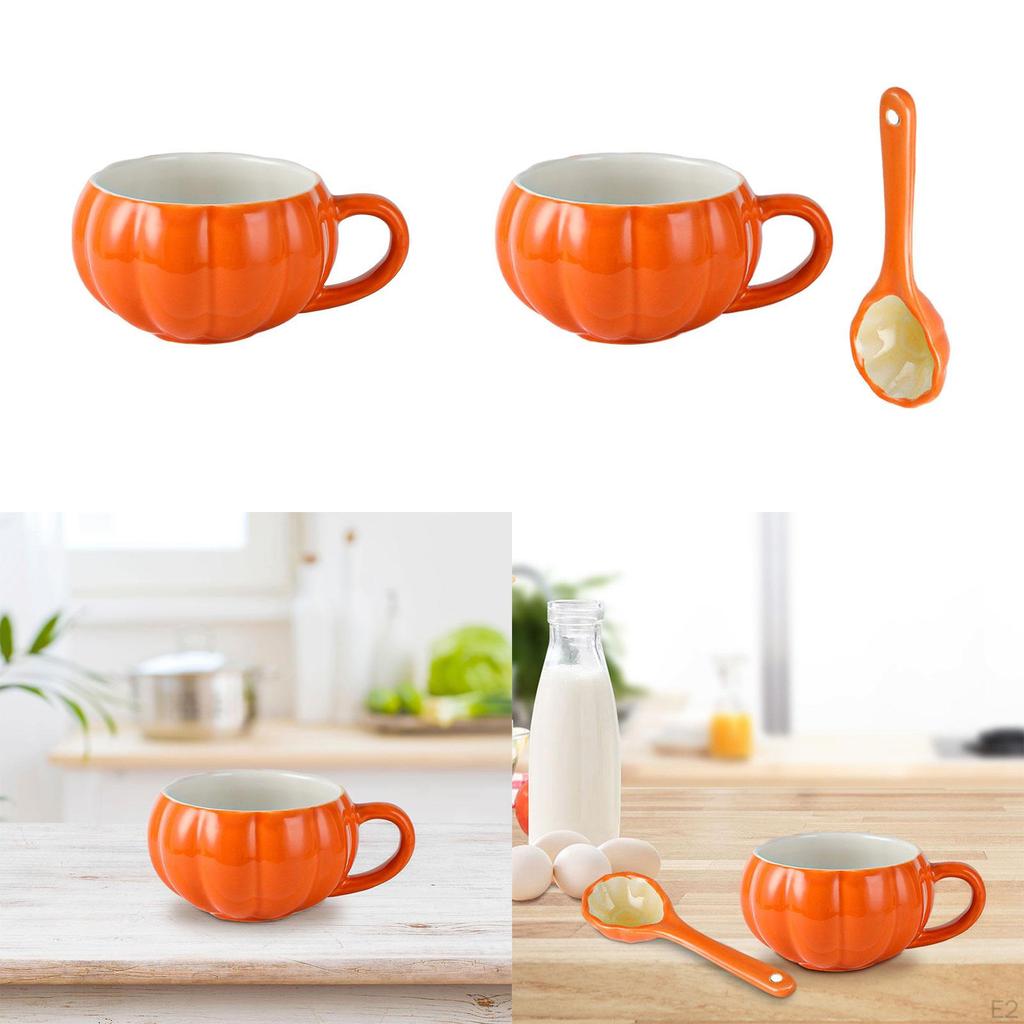 Керамическая кружка в виде тыквы для женщин и мужчин 300 мл для воды, чая, молока с ручкой для кафе