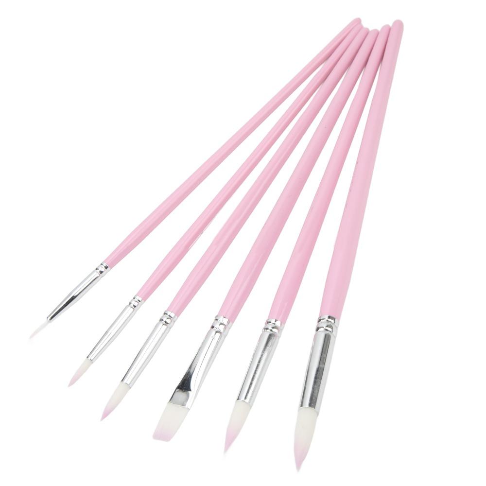 6pcs Flat And Pointed Watercolor Paint Brush Set Clay Sculpting Tool Set For Watercolor Painting