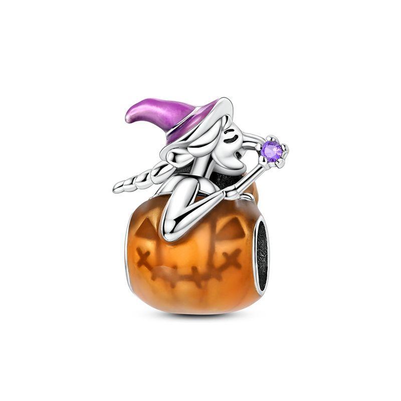 Funny Halloween Charms Copper Pumpkin Ghost Witch Magic Hat Pendant Bead Fit Original Bracelet Necklace Diy Jewelry