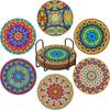 6 шт./наборы подставок с алмазной росписью 5D DIY круглые подставки под чашки с алмазной мозаикой и держателем