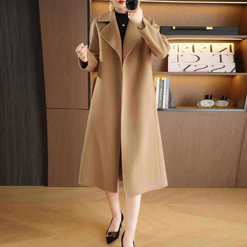 Женское пальто из 100% шерсти TIDENOVEL Осеннее шерстяное длинное пальто Ручной работы Пальто-бушлат Зимняя теплая шерстяная длинная куртка Пальто