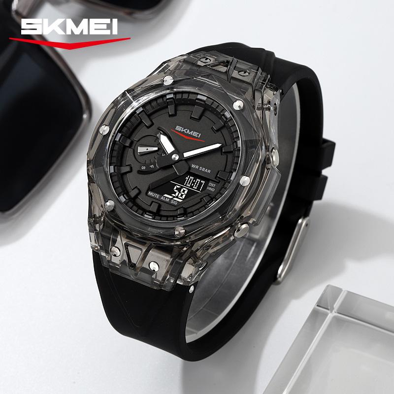 Men's Women Octagon Dial Digital Watch Waterproof Luminous Dial Sport Wristwatch with Alarm Outdoor Student Clock Jelly Color