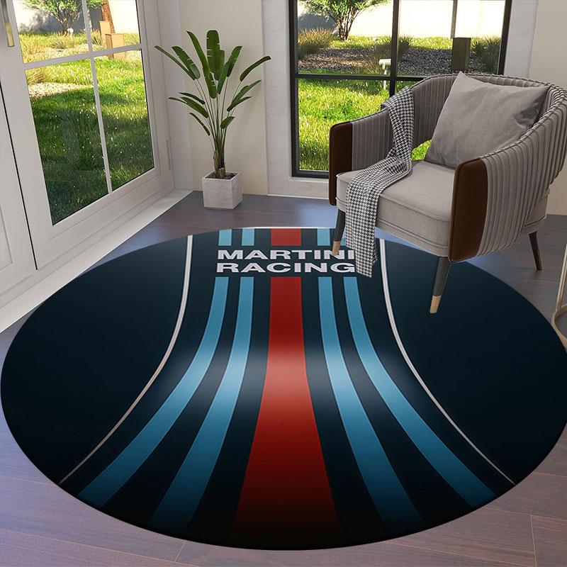 Круглый ковер Martini Racing, Ковер для гостиной, спальни, дивана, игровой комнаты, Нескользящий коврик для пола