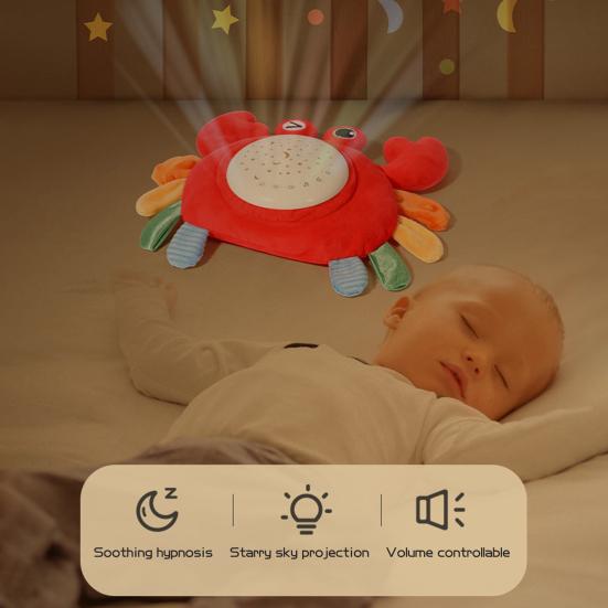 Мягкая игрушка-краб с музыкальным проектором, зеркалом, интерактивная музыкальная шкатулка в виде краба для новорожденных, ранняя развивающая игрушка в виде животного для малышей, мальчиков и девочек, подарок