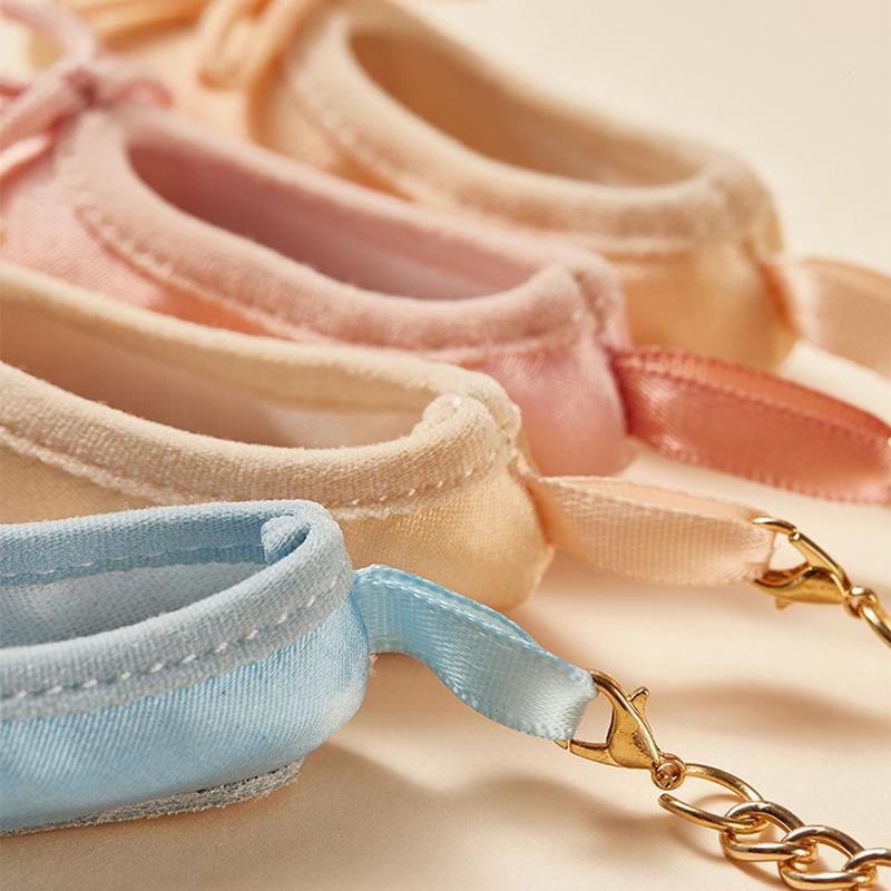 Satin Pointe Ballet Shoes Keychain Cute Mini Key Ring Solid Color Bag Pendant Lovely Gift for Girls Dance Class Rewards