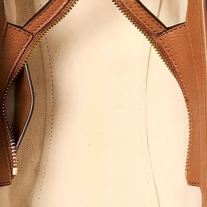 MICHAEL KORS ROMEE Logo Letter Pendant Artificial Leather and Cow Leather Crossbody Handbag Mini Women Vanilla White and Brown