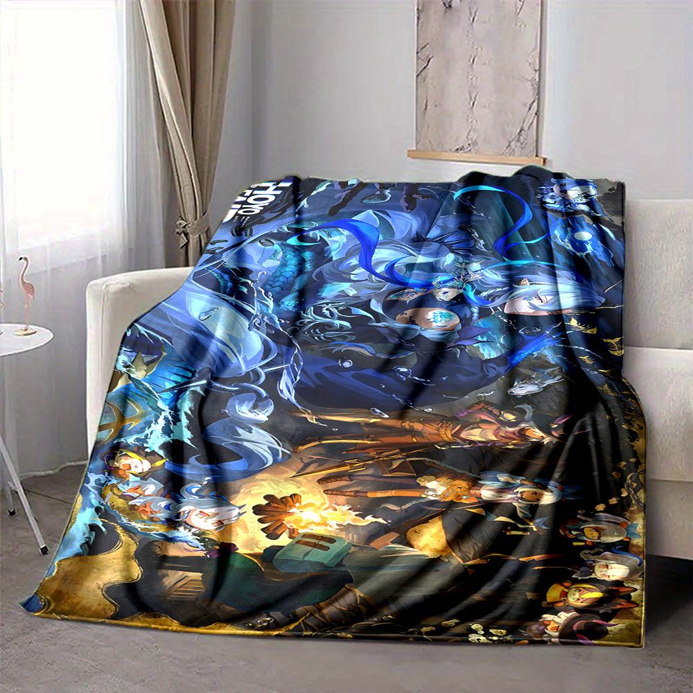 1Pc Fantasy World Adventure Flannel Blanket, Soft And Comfortable, Casual Warm, Camping Travel, Christmas, Halloween Xmas Gift S1846