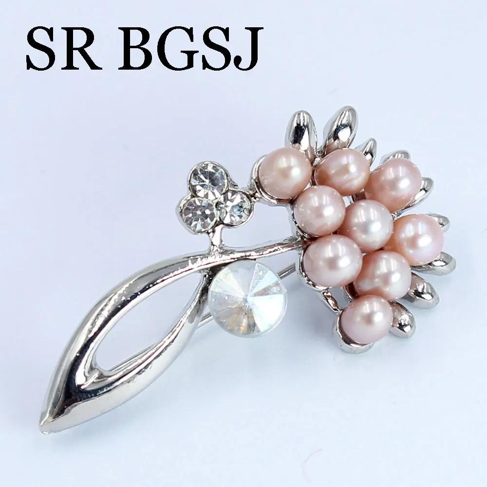Роскошные украшения 100% Натуральный пресноводный жемчуг Свадебное микроинкрустированное цирконом Пальто Женские аксессуары на все случаи жизни Брошь-булавка