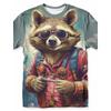 Funny T-Shirt For Men 3d Raccoon Print Tees Animal Pattern Short Sleeve Top Summer Streetwear Oversized Trendy Brand Men Clothes