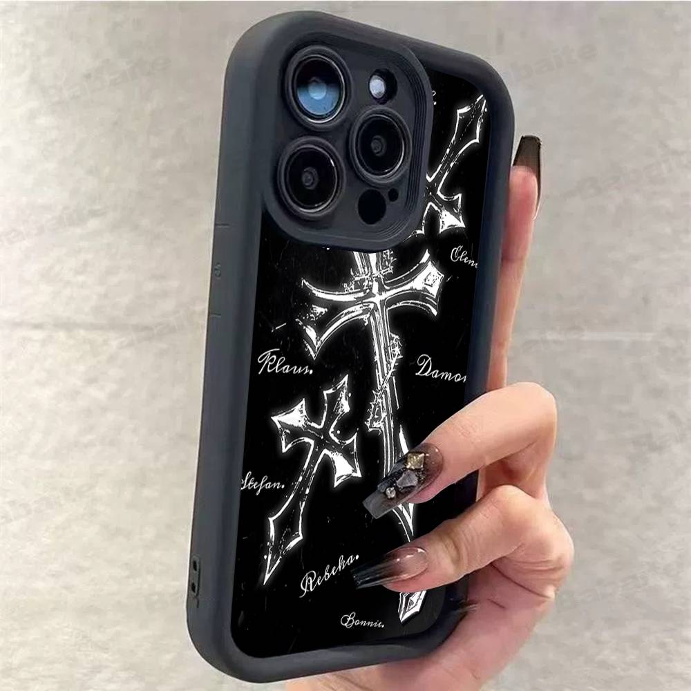 Готический Кибер-Сигил Крест Чехол для Телефона Для iPhone 17 16 15 14 13 12 11 Pro Max 16E Plus INS Мягкий Чехол