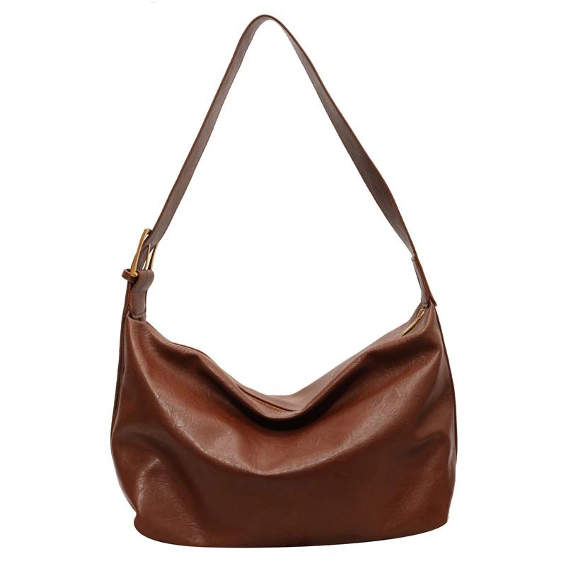 Women's Soft Monochromatic Shoulder Bag Zipped Bags Large Capacity High Quality Interior Compartment Fashionable