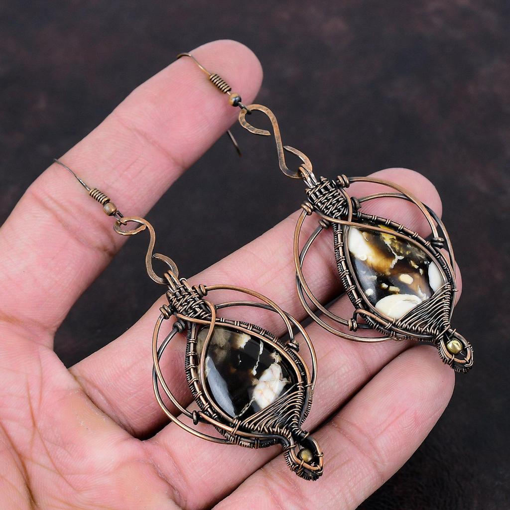 Серьги из арахисового дерева, серьги из яшмы, серьги из медной проволоки, драгоценный камень, ювелирные изделия ручной работы, подарок для женщин, новые серьги, ювелирные изделия из медной проволоки