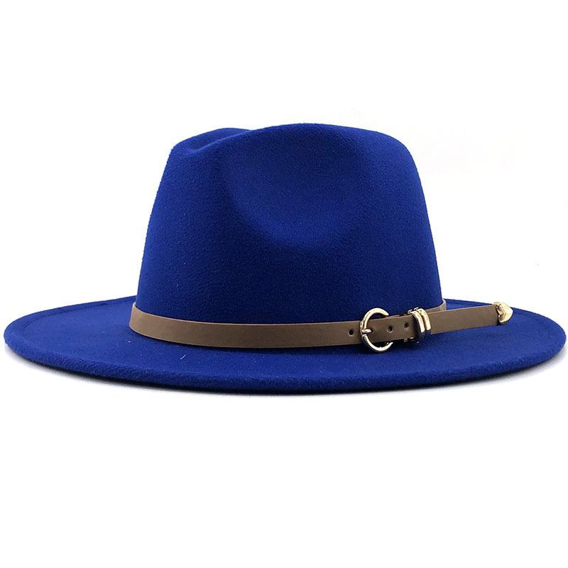 New Men Women Flat Brim Panama Style Wool Felt Jazz Fedora Hat Cap Gentleman Europe Formal Hat White Floppy Trilby Party Hat