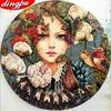 DIY Алмазная картина Полный круглый мультфильм Девушка Алмазная вышивка Мозаика Полный дисплей