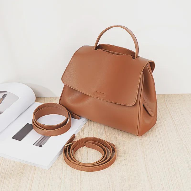 Women's Genuine Leather Large Capacity Handbag - Versatile Cowhide Messenger Shoulder Tote