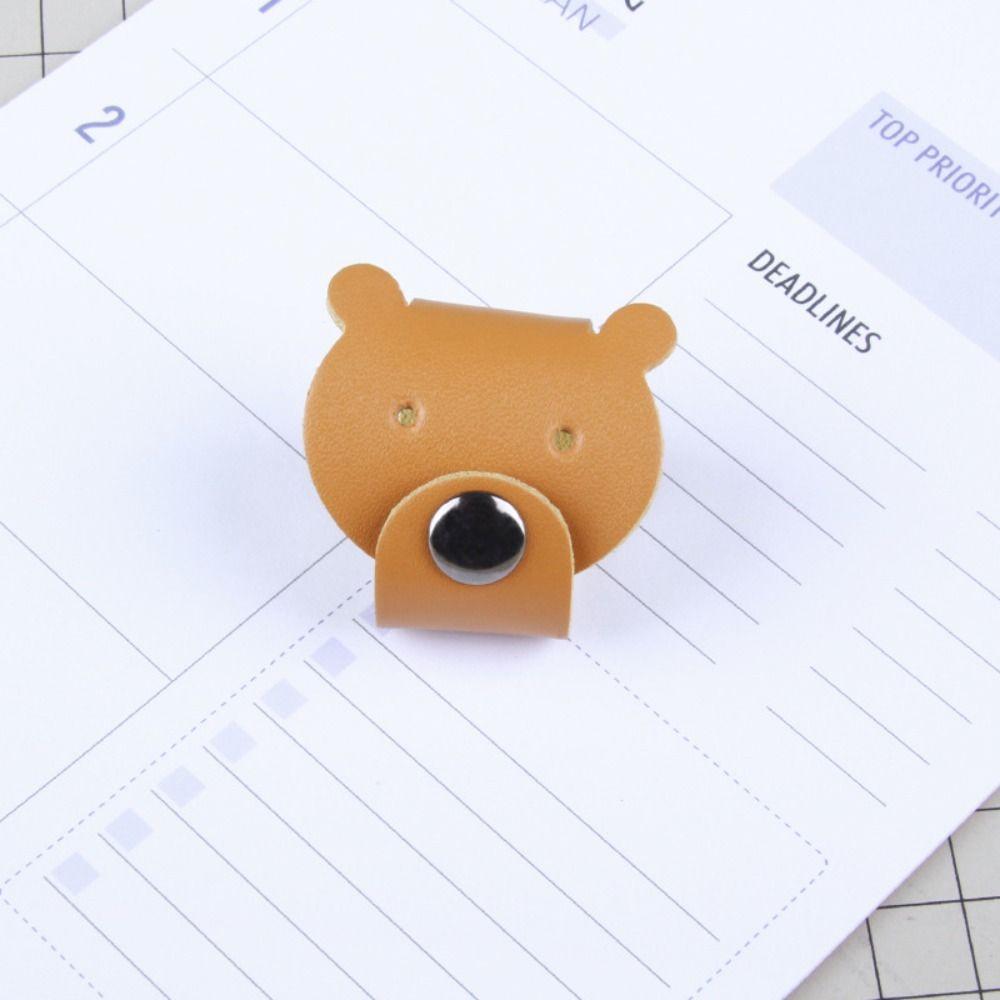Earphone Cord Organizer Cute Animal Leather Cable Winder Anti Loss Cable Protector Clip Cartoon Bear/cattle
