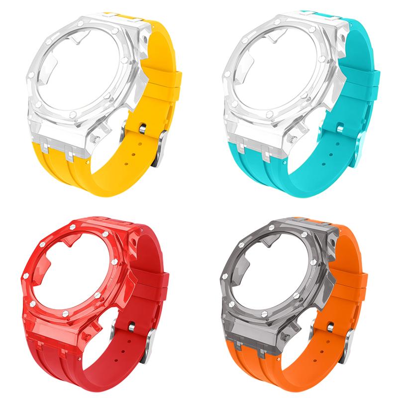 Для Casio Farmhouse Oak Часы GA2100/GA2110/GA-B2100 Модифицированный Прозрачный Корпус Силиконовые Часы с Резиновой Цепью Набор Аксессуаров