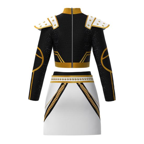 Kids Girls Demon Costume Stand Collar Coat T-shirt Shorts Set Children Printed Design Cosplay Performances Costumes