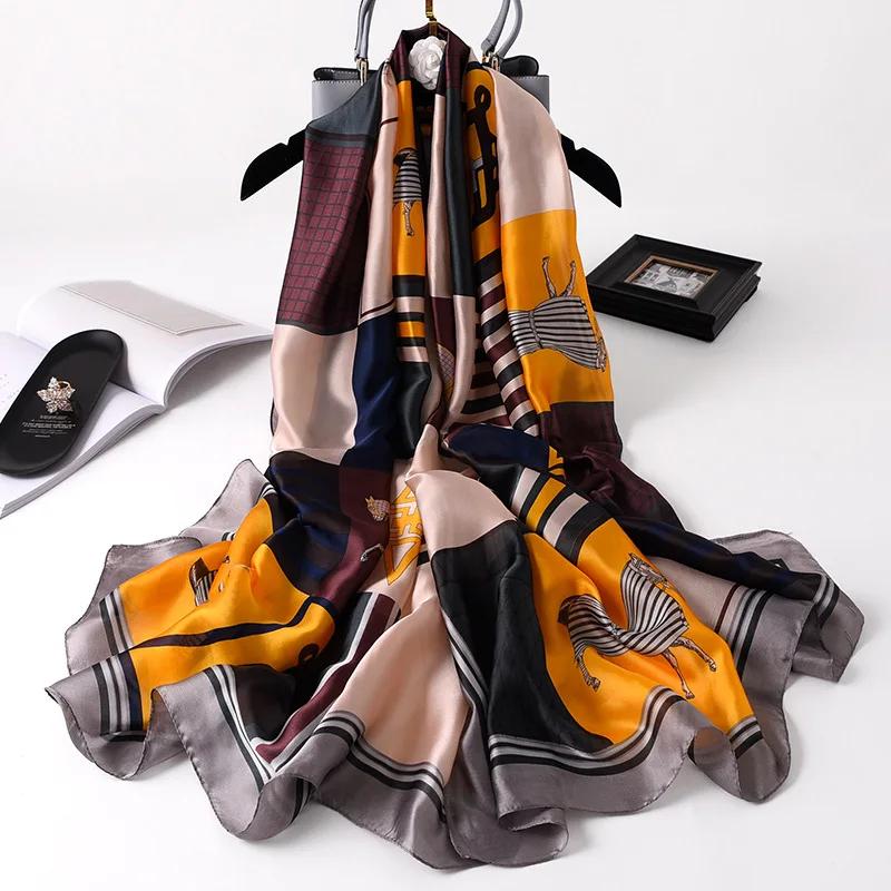 180*90cm Luxury Brand Ladies Spring Summer Long Silk Scarf Shawl Digital Painted Shawl Gogh Oil Painting Lady Foulard Bandanna