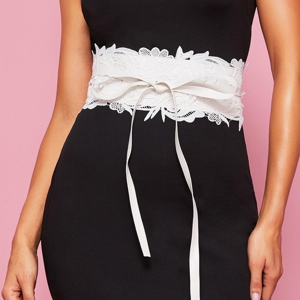 Wide Lace Belt Vintage Waist Band Boho Style Obi Belt for Dresses
