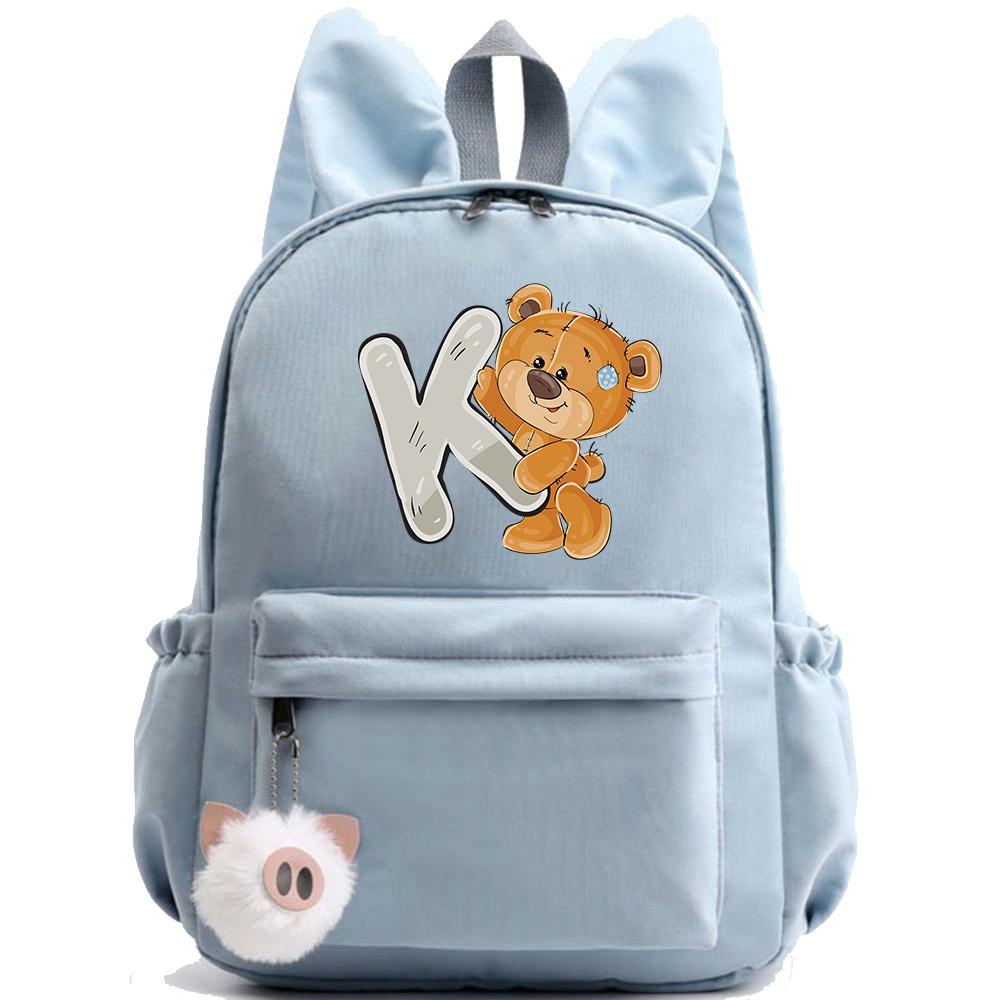 Рюкзак Little Bear с 26 английскими буквами, школьная сумка с принтом для подростков, мальчиков и девочек, студенческий рюкзак с героями мультфильмов, уличный рюкзак