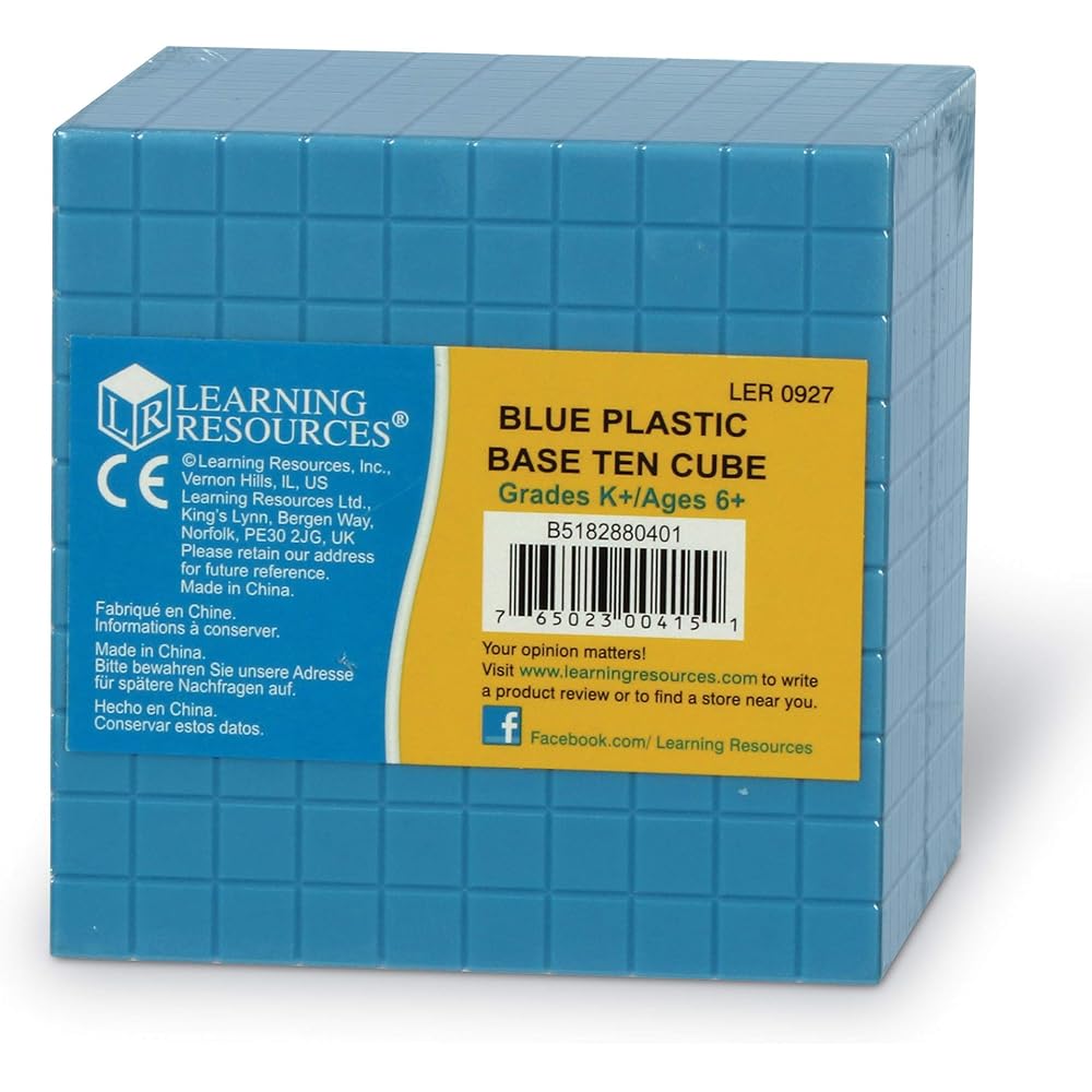 Learning Resources Plastic Base Ten Series Cube 10 x 10 x 10cm Educational Math Manipulative Toy