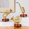 Rotating Music Box Saxophone Mini Musical Box Classical Art Decor Trumpet Horn Music Box Home Crafts Desktop Decor Birthday Gift