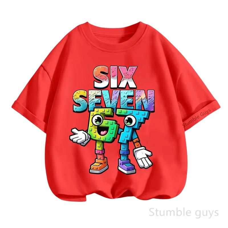 Kids Boys Cartoon Number 67 Graphic TShirt Soft Cotton Crew Neck Tee Casual Summer Wear for Daily Schooldf0010