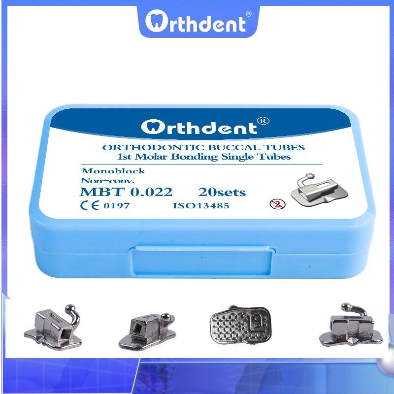 Orthdent 80Pcs/ 20Sets Dental Orthodontic Bondable Buccal Tubes Monoblock Single Non-Convertible Roth MBT 0.022 Dentistry Tool